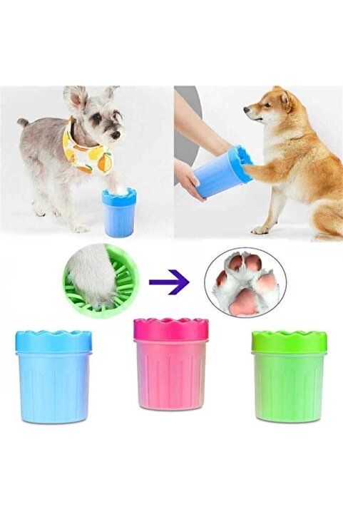 DEMİRHAN İTHALAT Küçük Irk Köpek & Kedi Pati Ayak Yıkama Kovası 9*11 cm Silikon Jel Fırçalı Pati Temizleme Bardak