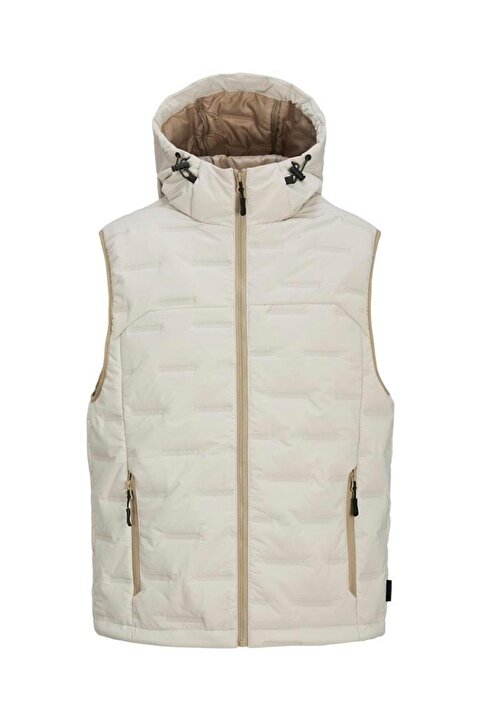 Jack & Jones Jack&jones Sonic Bodywarmer Hood Erkek Bej Kapüşonlu Yelek
