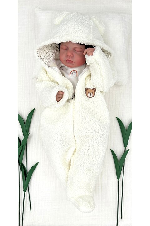 PATSAN Kapüşonlu Fermuarlı Peluş Bebek Tulumu Teddy Ayıcık