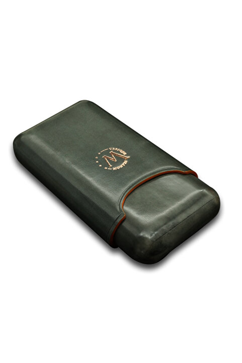 MONTES LEATHER Montes Gerçek Deri El Yapımı Puro Kılıfı Üçlü (52 Ring) Shadow