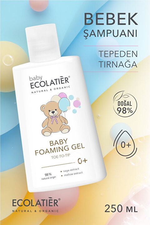 ECOLATIER Bebek Şampuanı Yenidoğan Doğal İçerikli Bebek Yıkama Jeli 0+ Yaş 250 ml
