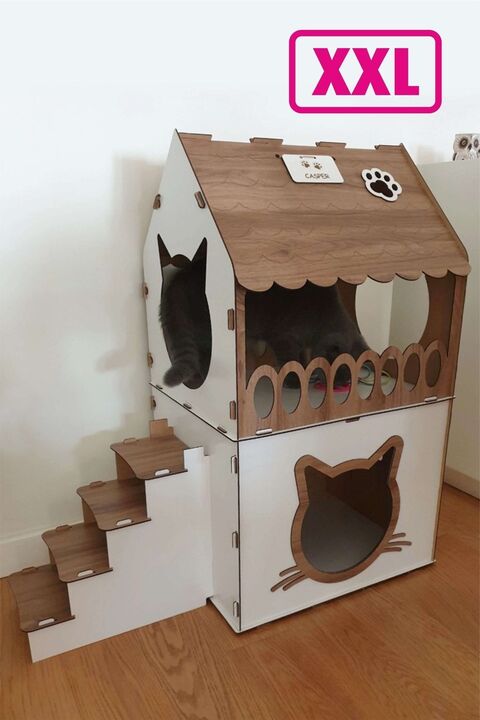 Genel Markalar Büyük Kedi Evi Teraslı Kedi Evi 5kg Ve Üzeri Kediler Için