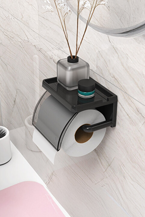ATA HOME Yapışkanlı Kapaklı Tuvalet Kağıdı Askısı Banyo Tuvalet Kağıtlığı Aparatı Peçetelik Organizer Plastik