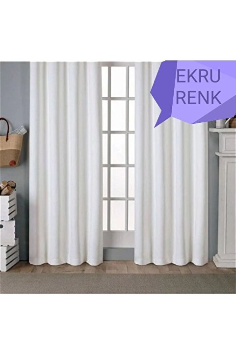 Tac System Ekru Renk Güneşlik Perde Saten Güneşlik Özel Dikim En & Boy Bol Seçenek