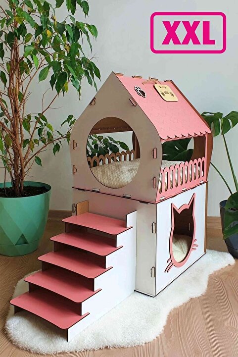 Genel Markalar KLES Büyük Kedi Evi Xxl Teraslı Kedi Evi 70 C