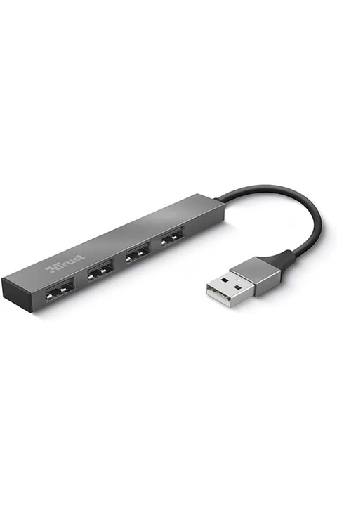 Trust 23786 Halyx Mini Usb 2 Hub Alüminyum 4 Bağlantı Noktalı Pc, Laptop, Mac Için Gümüş
