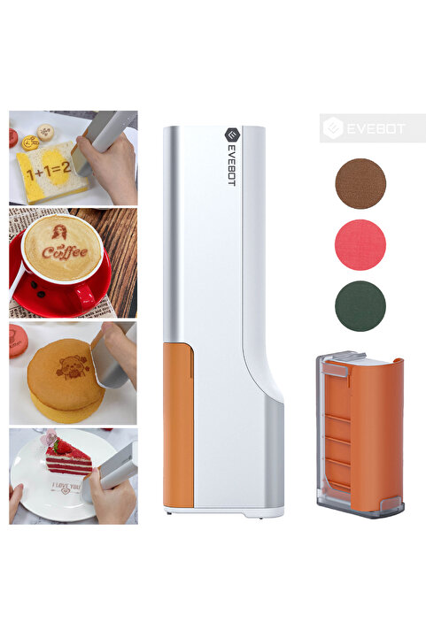 Evebot Printpen Taşınabilir Pasta Kahve Kağıt Cilt Her Yüzeyde Zararsız Logo Metinler Yazıcı Kalem