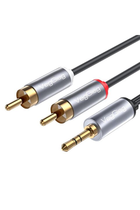 Veggieg 3.5mm Aux To 2 Rca Hi-fi Ses Kablosu 1.5 Metre