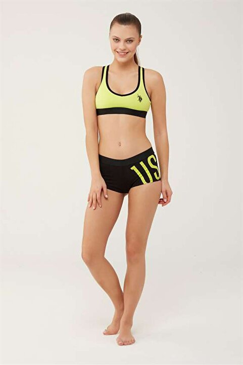 U.S. Polo Assn. Kadın Neon Yeşili Büstiyer Şort Takım 66269