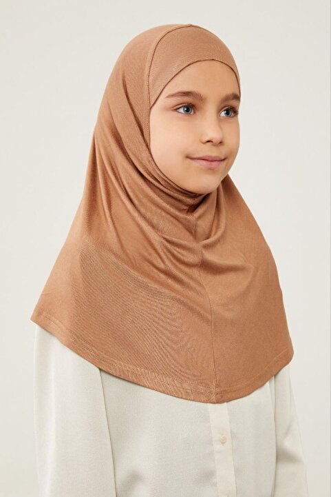 Melodi Scarf Tesettür Çocuk Namaz Bonesi Eşarbı Şalı Hijabı Tarçın