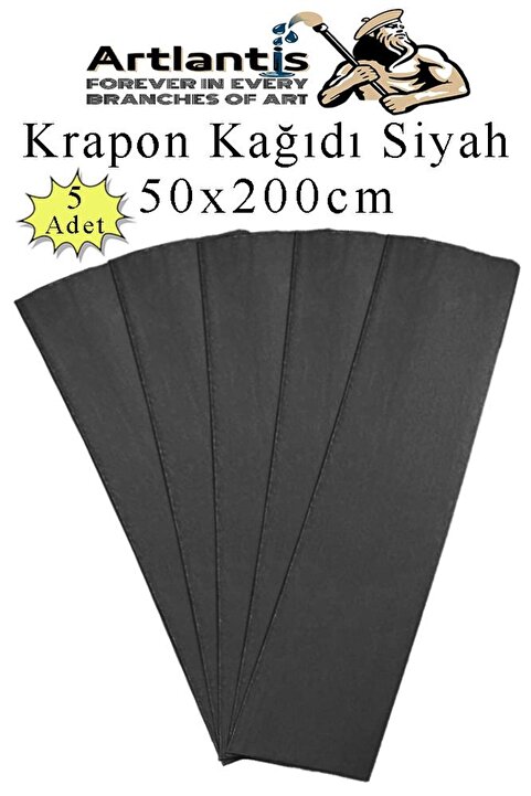 Artlantis Krapon Kağıdı 50x200 cm 5 Adet Renkli Grapon Kağıdı Okul Sınıf Etkinlik Kreş Okul Öncesi Kırapon Gra
