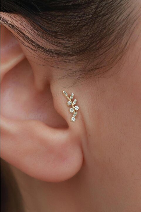 Bayar Gold 14 Ayar Altın Taşlı Dal Tragus