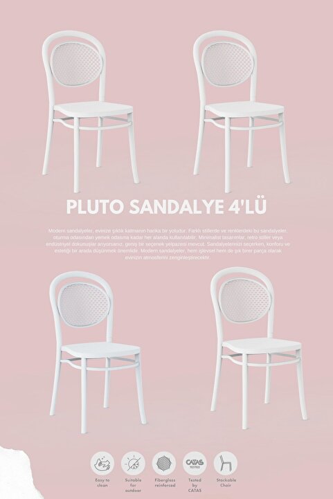 Daim Plastik PLUTO LÜX CAFE &  RESTAURANT  SANDALYESİ 4 Lü Set