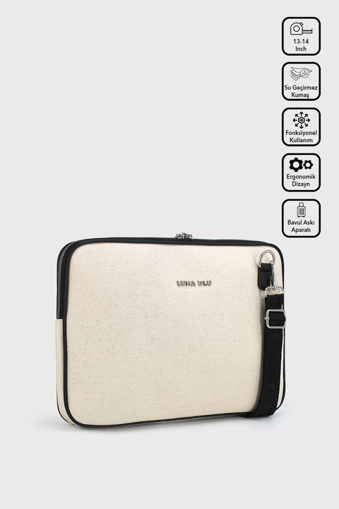 LUNABLU 13-14" Inç Su Geçirmez Kumaş Özellikli Macbook Air-Pro Evrak Notebook Laptop Çapraz Askılı Çanta
