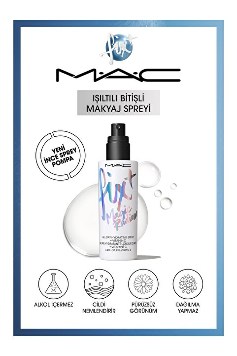 Mac FIX+ Magic Radiance Işıltılı Görünüm Sağlayan Makyaj Sabitleyici Sprey 100 ml