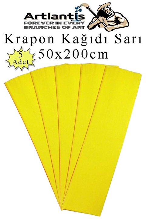 Artlantis Krapon Kağıdı 50x200 cm 5 Adet Renkli Grapon Kağıdı Okul Sınıf Etkinlik Kreş Okul Öncesi Kırapon Gra