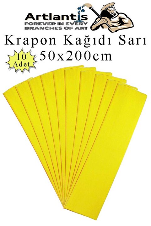 Artlantis Renkli Krapon Kağıdı 50x200 cm 10 Adet Renkli Grapon Kağıdı Okul Sınıf Etkinlik Kreş Okul Öncesi Kır