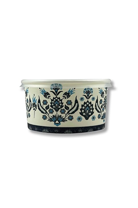 Home 50 Adet Mavi Karton Kağıt Çorba-aşure-tatlı-dondurma-yemek Kasesi -14 Oz Plastik Kapaklı Kase