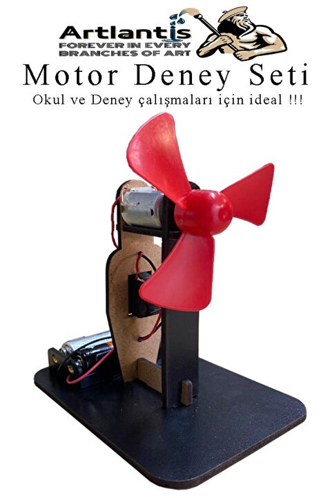 Artlantis Pervane Motor Deney Seti 1 Paket Dc Motor Anahtar Pil Yatağı Pervane Pil İletken Kablo Okul Deney Se