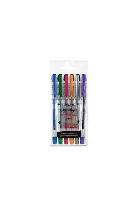 Pensan My-King Glitter Simli Jel Kalem 1.0 mm 6 Adet - Karışık Renk