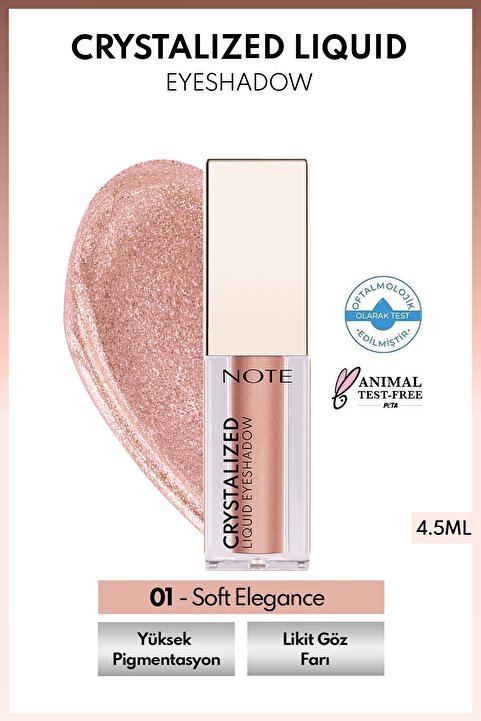 Note Cosmetics Crystalized Liquid Eyeshadow Likit Metalik Göz Farı - 01 Soft Elegance