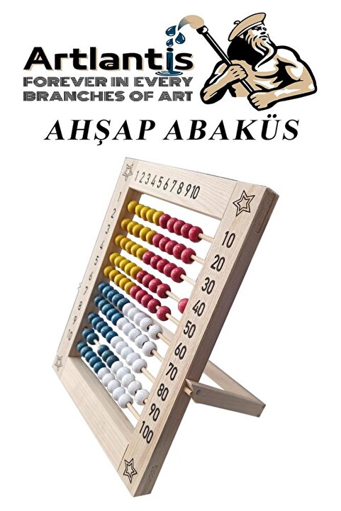 Artlantis Ahşap Mishap 1 Adet Naturel Sayı Sayma Boncuğu Lüks Ahşap Abaküs Okul Öncesi 1. Sınıflar İçin
