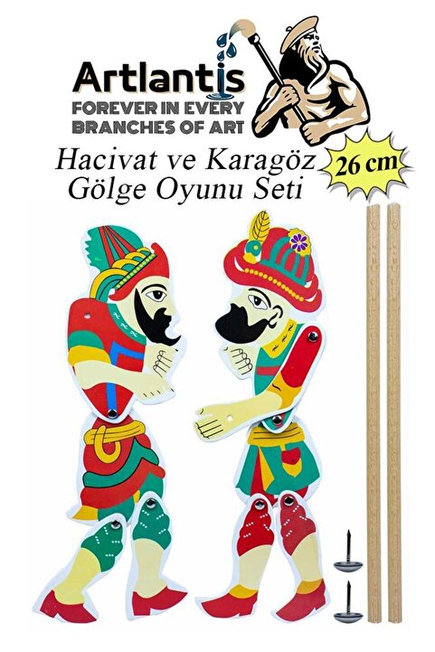 Artlantis Hacivat Ve Karagöz Gölge Oyun Seti 26 cm 1 Paket Karagöz Hacıvat Kukla Oyunu Oyun Seti Okul Sınıf