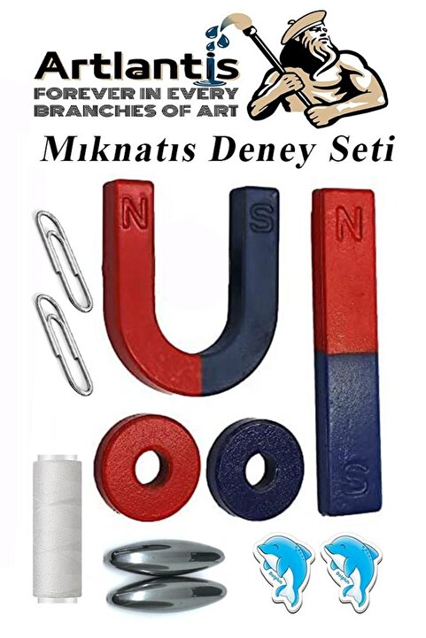 Artlantis Mıknatıs Seti 1 Paket Deney Malzemesi Okul Projeleri İçin Manyetik Mıknatıs Deney Oyun Seti Eğitici