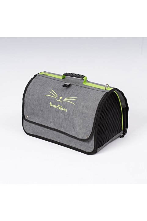 BRAVE PAWS Flybag Plastik Dayanıklı Fileli Kedi Ve Köpek Taşıma Çantası Seyahat Çantası Gri 45*25*26cm