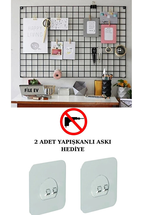 LEFİEV Tel Fotoğraf Askısı  Metal Pano Duvar Askılığı Notluk 2 Adet Yapışkanlı Askı hediyeli