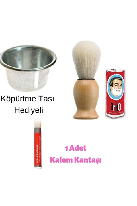 AVMmarketim Köpük Tası Hediyeli 4 Parça Sakal Tıraş Seti