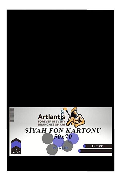Artlantis Siyah Fon Kartonu 50x70 cm 120 Gr 5 Adet 50*70 Fon Kartonu Hamurundan Boyama Orjinal Tam Siyah Renk