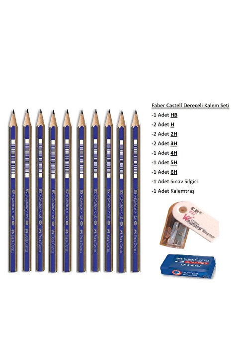 Faber Castell Resim Kalemi Faber Dereceli Kalem Seti Karakalem Seti Hb H 2h 3h 4h 5h 6h 10'lu Set