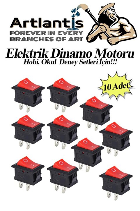 Artlantis Mini Anahtar Arapuar Çıtçıt Anahtar 10 Adet Elektrik Devresi İçin Açma Kapama Düğmesi On / Off Kırmı