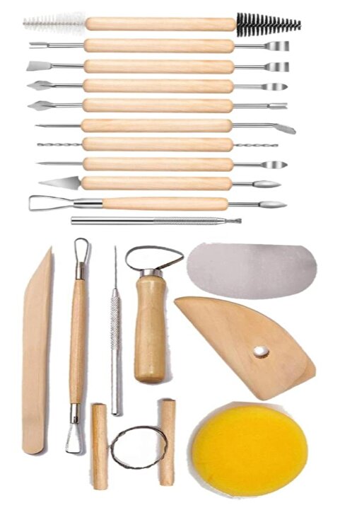 Artlantis Seramik ve Çömlek Şekillendirme Seti 19 Parça 1 Paket Kil Modelaj Modelleme Heykel Şekillendirici Ho