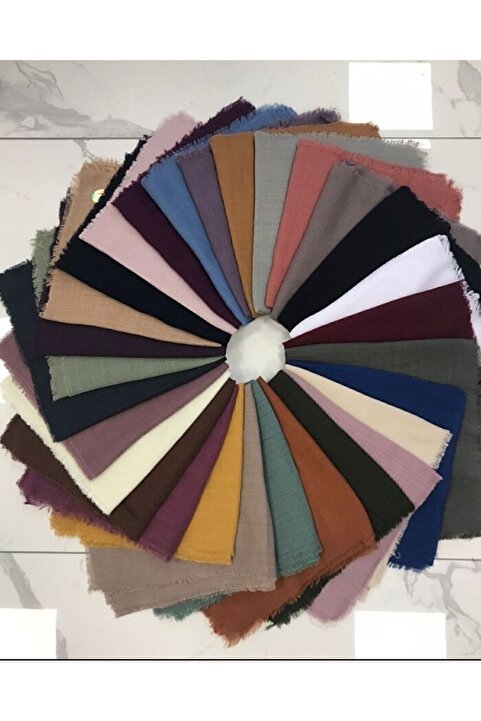 KONULGA Flamlı Eşarp Flamlı Yazma 20li Paket Hediyelik Dağıtmalık Keten Yazma Eşarp 100x100cm