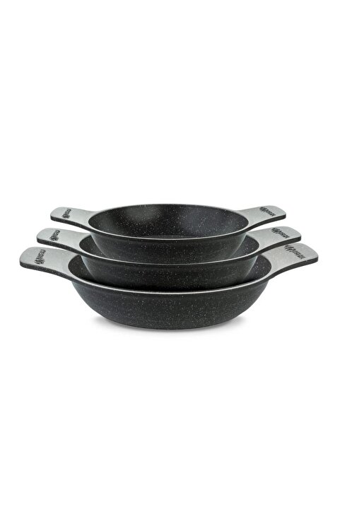 ThermoAD Döküm Saplı Güveç Sahan Set |3 Parça |gri |18cm-20cm-22cm