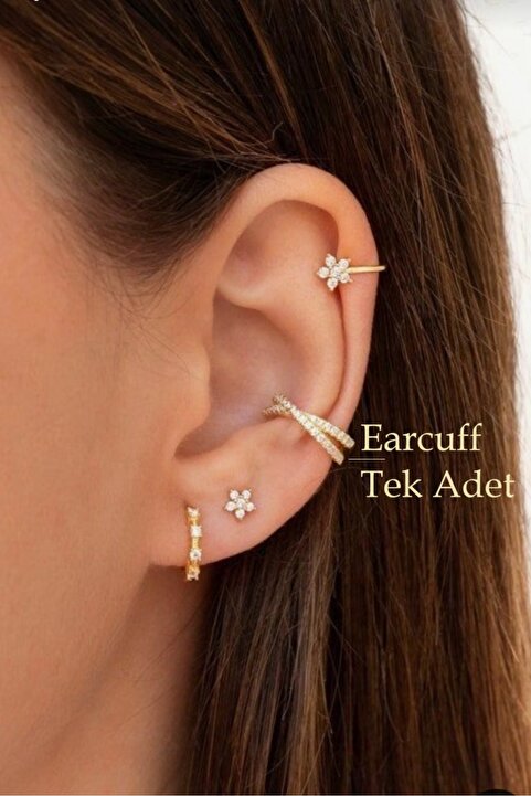 Sacce Scarves&Accessories Earcuff Minimal Sıkıştırmalı Kıkırdak Küpesi Gold