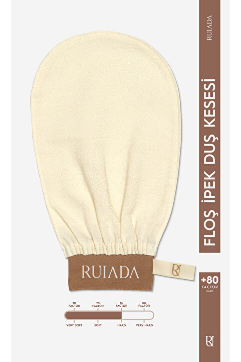 RUIADA 80 Factor Ekru Banyo Duş Kesesi Peeling Eldiveni %100 Floş Ipek Premium Kadın Ve Erkekler Için