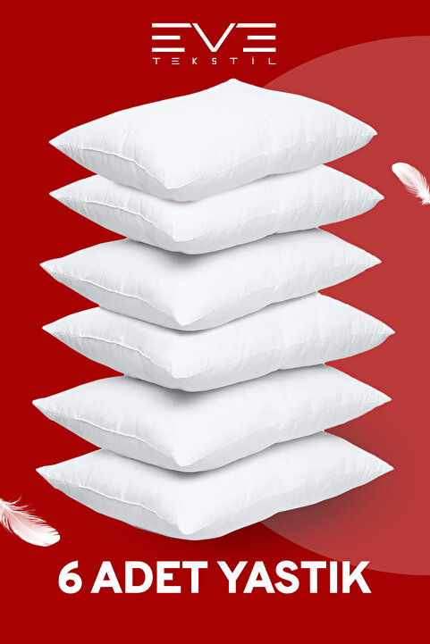 Eve Tekstil 6 Adet Micro Silikon Elyaf Nonwoven Yıkanabilir Antialerjik Ev Ve Hotel Yastık 50x70cm 700 gr