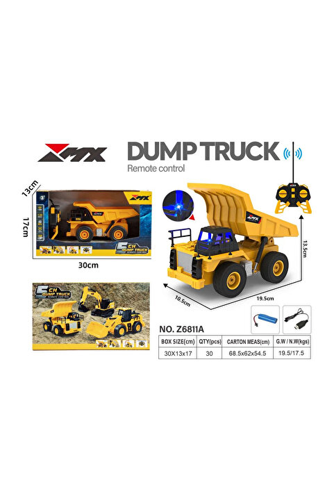 Boratila Toys 1:24 40 Mhz Uzaktan Kumandalı Şarjlı 6 Kanal Damperli Inşaat Kamyonu