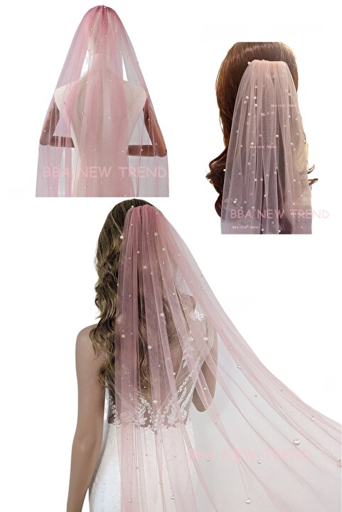 bbays new trend Gelin Duvağı,Gelinlik Aksesuarı Nikah ,İncili Gelin Duvak,İnci Duvak,Gelin Boncuklu Gelin Duvak
