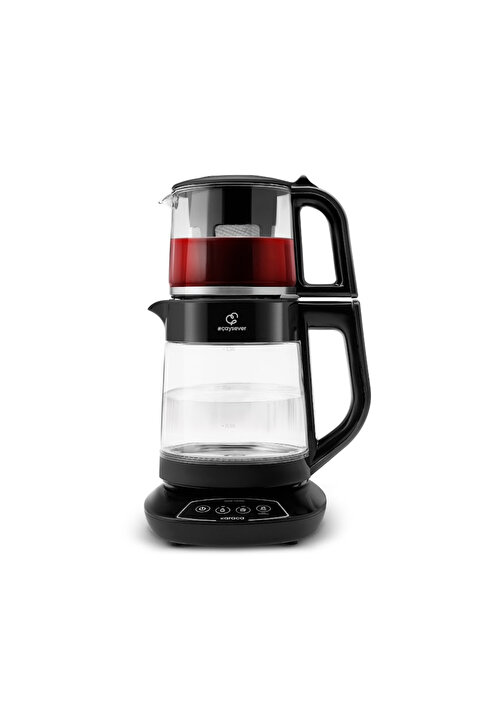 Karaca Çaysever 3 in 1 Konuşan Cam Çay Makinesi Su Isıtıcı ve Mama Suyu Hazırlama 1700W Black