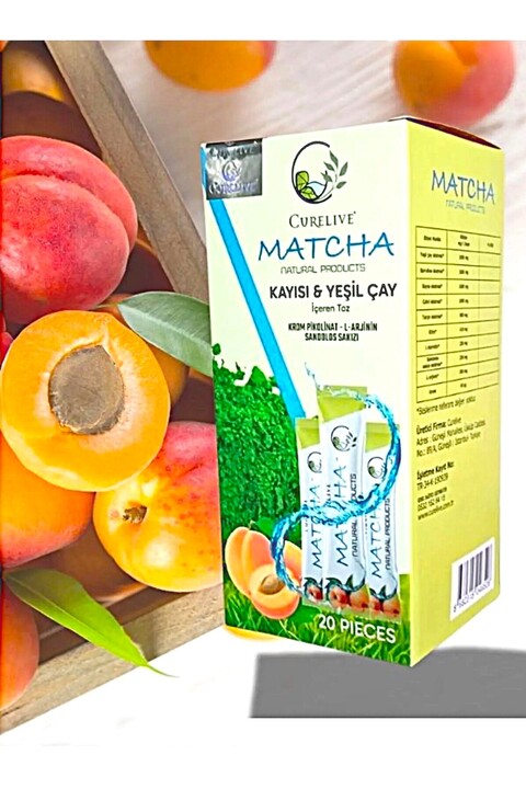 GLASS ROSE Curelive Matcha Kayısı Aromalı Detox Çayı – 20’li Form Çayı – Yağ Yakımına Destek