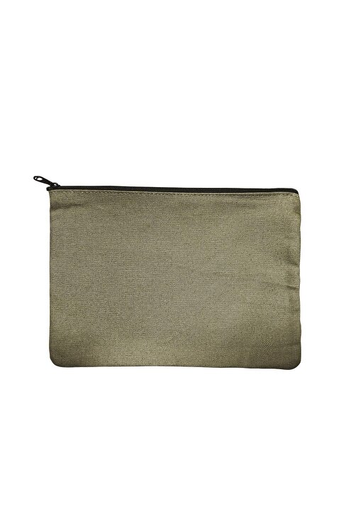 Çınar Bez Çanta Koyu Yeşil Kanvas Kumaş Clutch 200gr