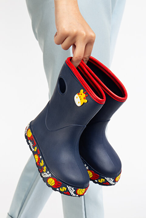 PLN SHOES Koko Çocuk Yağmur Çizmesi Tabanı Yünlü Renkli Sargılı Su Geçirmez