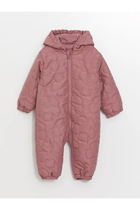 LC Waikiki LCW baby Pembe Kapüşonlu Desenli Kız Bebek Astronot Mont