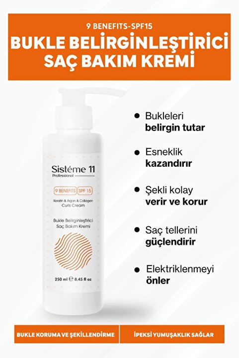 Sistéme 11 Bukle Belirginleştirici & Kıvırcık Saçlara Özel Durulanmayan Saç Bakım Kremi 250 ml