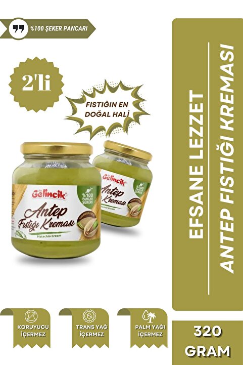 Gelincik 2'li Set Kahvaltılık Sürülebilir Katkısız 320gr Özel Üretim Antep Fıstığı Kreması Dubai Çikolası