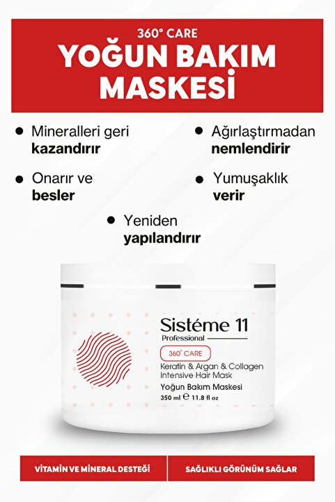 Sistéme 11 Yıpranmış Saçlar Için Intensive Repair Yoğun Bakım Maskesi 350 ml